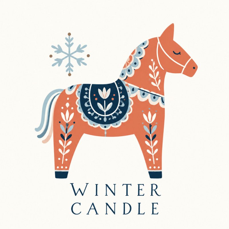 Pegatina de Winter Candle con caballito.