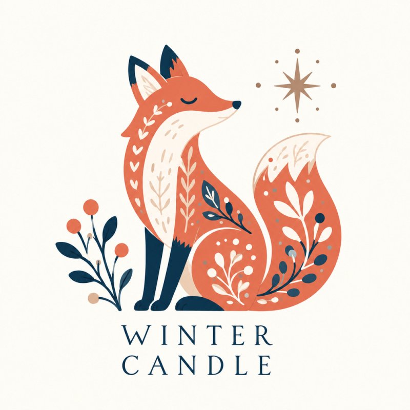 Pegatina de Winter Candle con zorro.