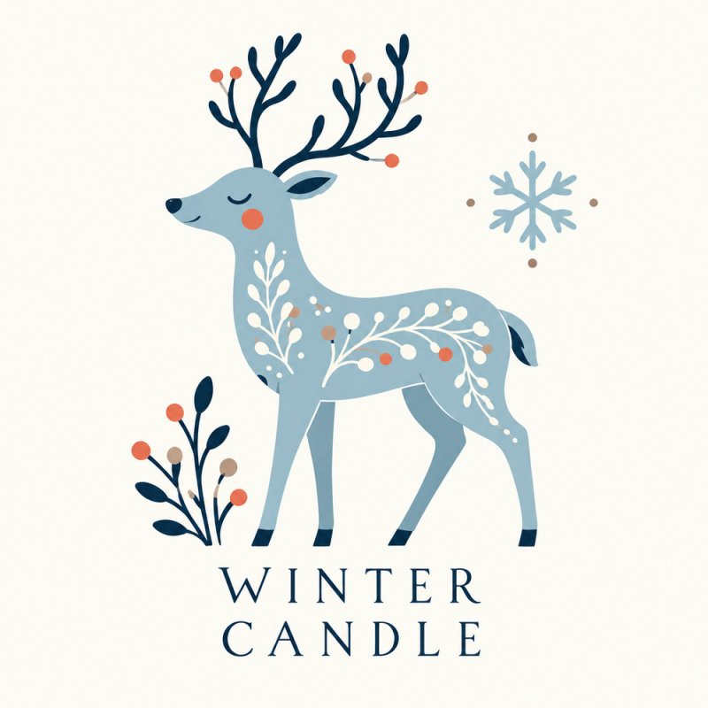 Pegatina de Winter Candle con ciervo.