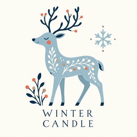 Pegatina de Winter Candle con ciervo.