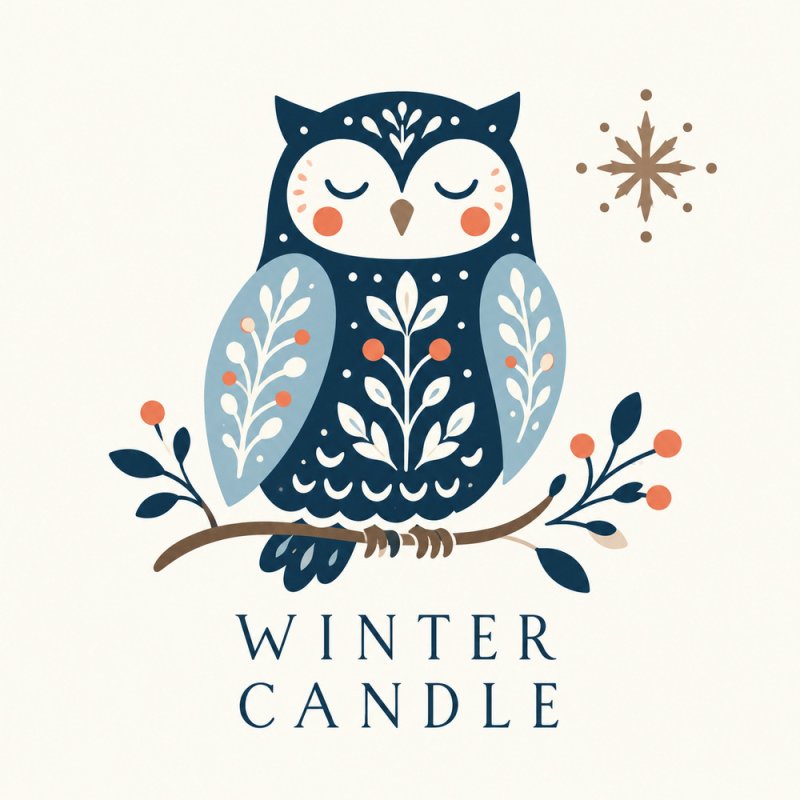 Pegatina de Winter Candle con búho.