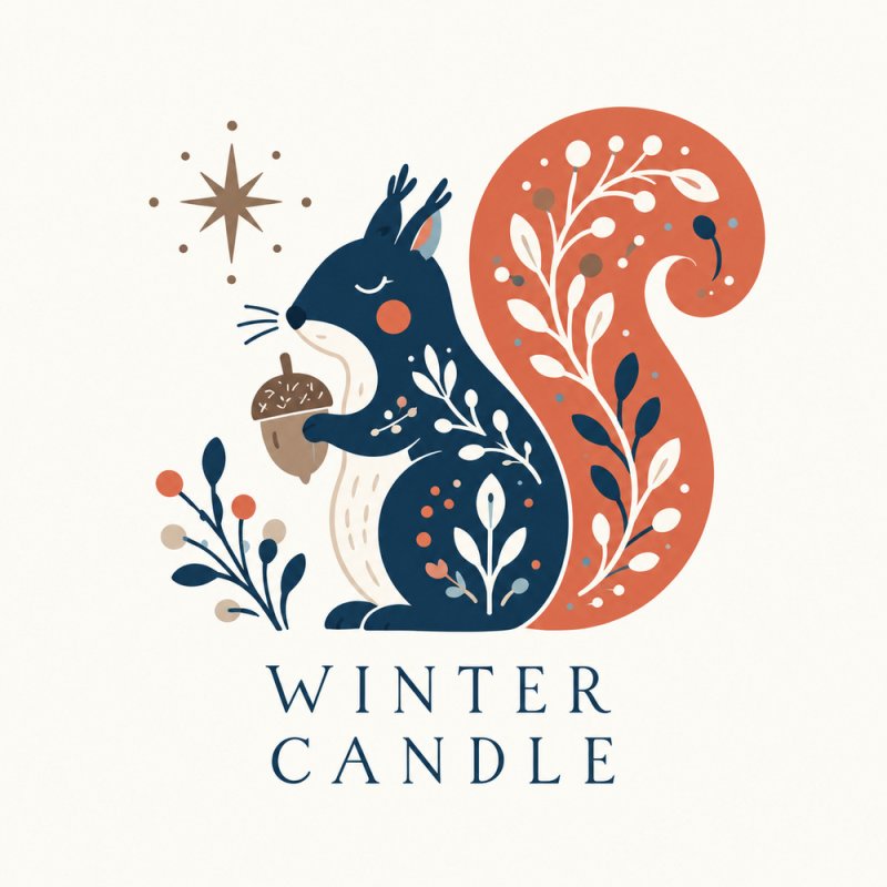 Pegatina de Winter Candle con ardilla.