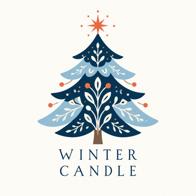 Pegatina de Winter Candle con abeto.