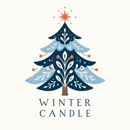 Pegatina de Winter Candle con abeto.