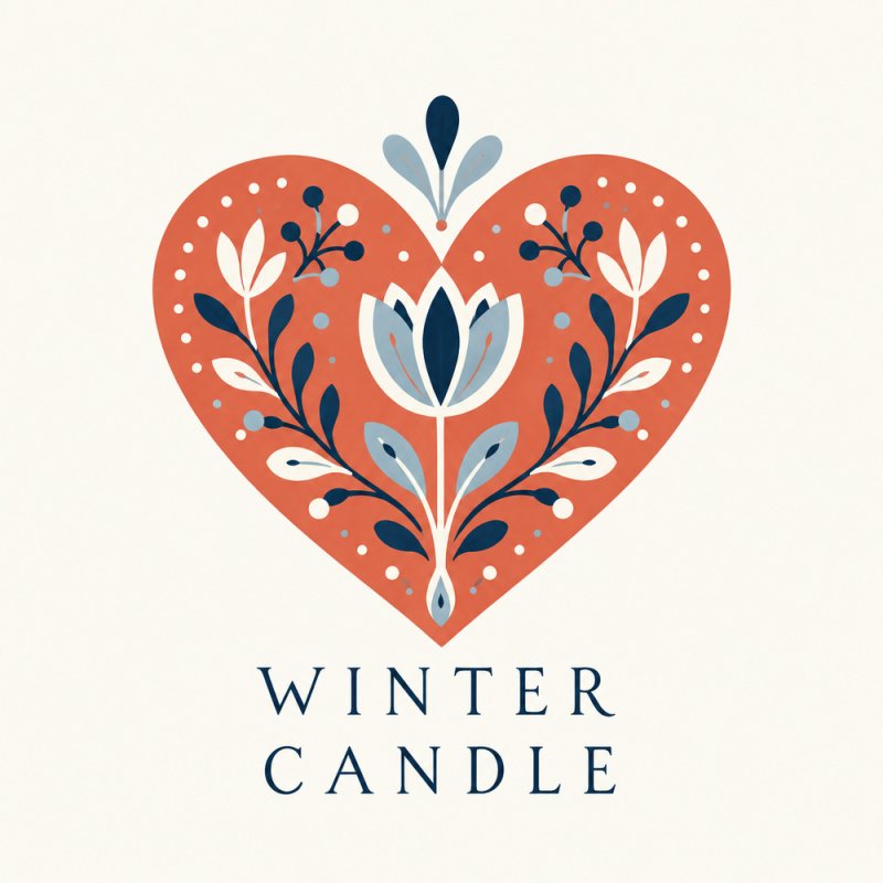 Pegatina de Winter Candle con corazón.
