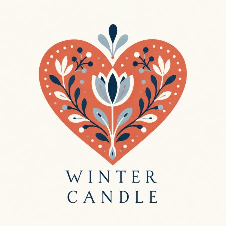 Pegatina de Winter Candle con corazón.
