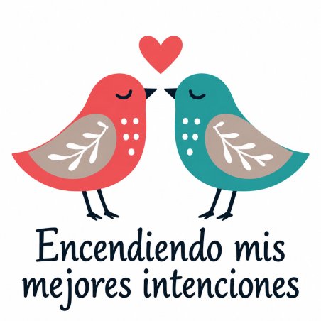 Pegatina de Año Nuevo 2027 con dos pájaros y texto Encendiendo mis mejores intenciones.