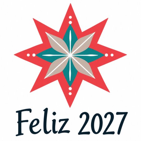 Pegatina de Año Nuevo 2027 con estrella y texto Feliz 2027.
