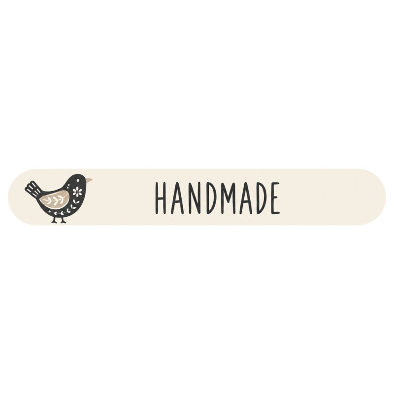 Tira cierrabolsas de Navidad Handmade beige con pájaro.