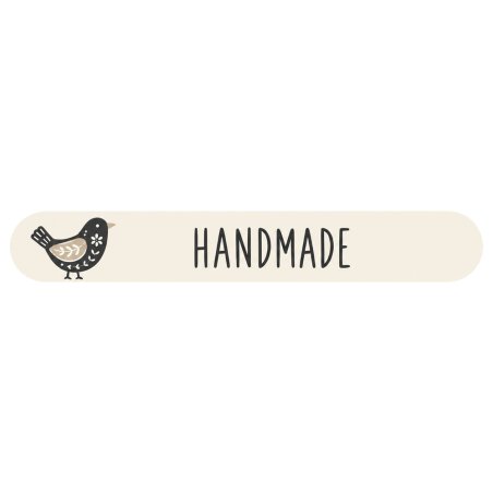 Tira cierrabolsas de Navidad Handmade beige con pájaro.