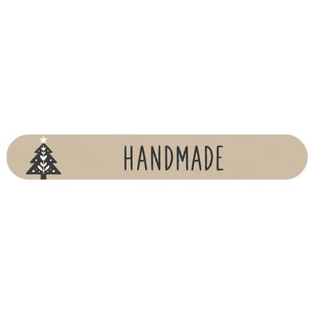 Tira cierrabolsas de Navidad Handmade beige con abeto.