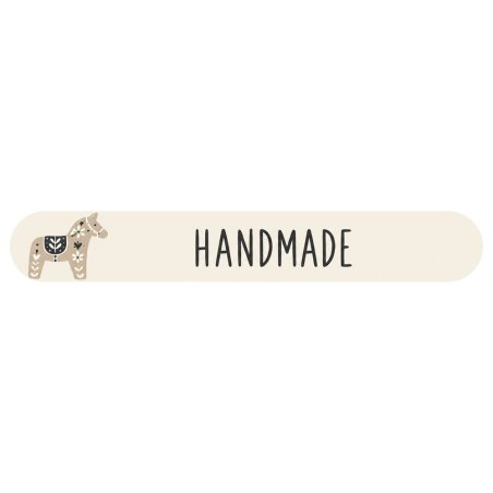 Tira cierrabolsas de Navidad Handmade beige con caballito.