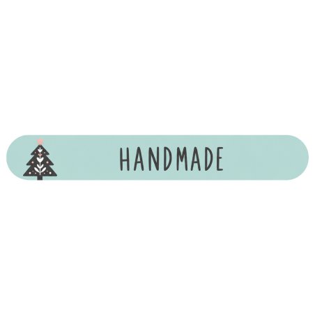 Tira cierrabolsas de Navidad Handmade azul agua con abeto.