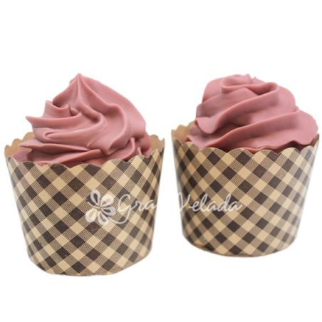 Capsules de cupcakes, carrés bruns