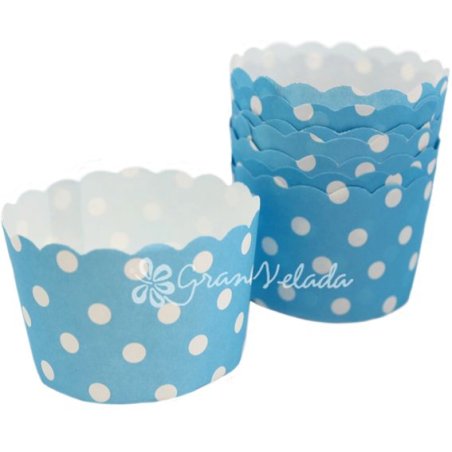 Cápsulas de Cupcake, Azules con Topos Blancos