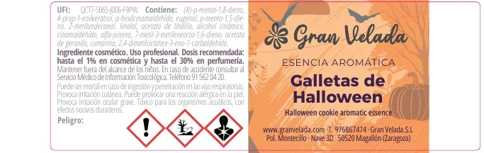 Accede a la etiqueta de Essência aromática bolachas de Halloween / 50 ml