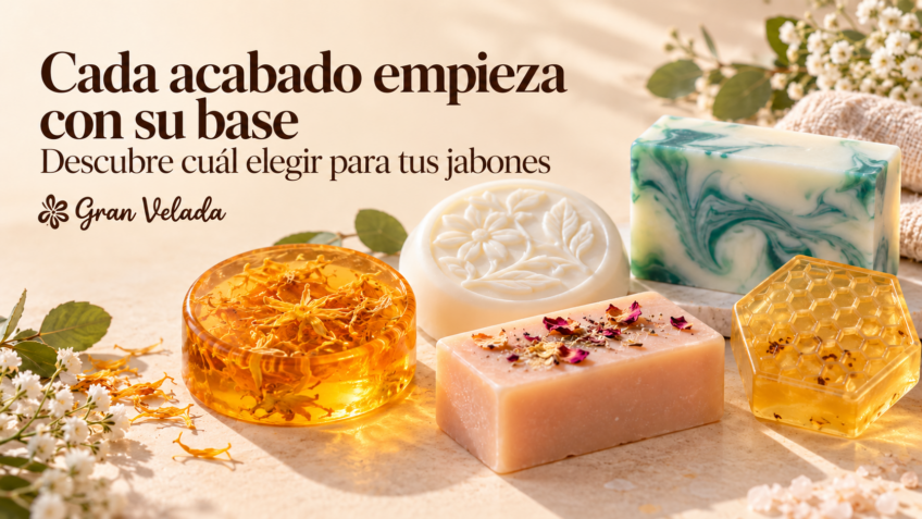 Distintos acabados de jabón de glicerina: transparente, opaco y marmolado