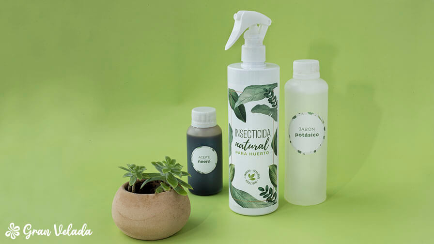 Presentación original del preparado para plantas con aceite de neem y jabón potásico