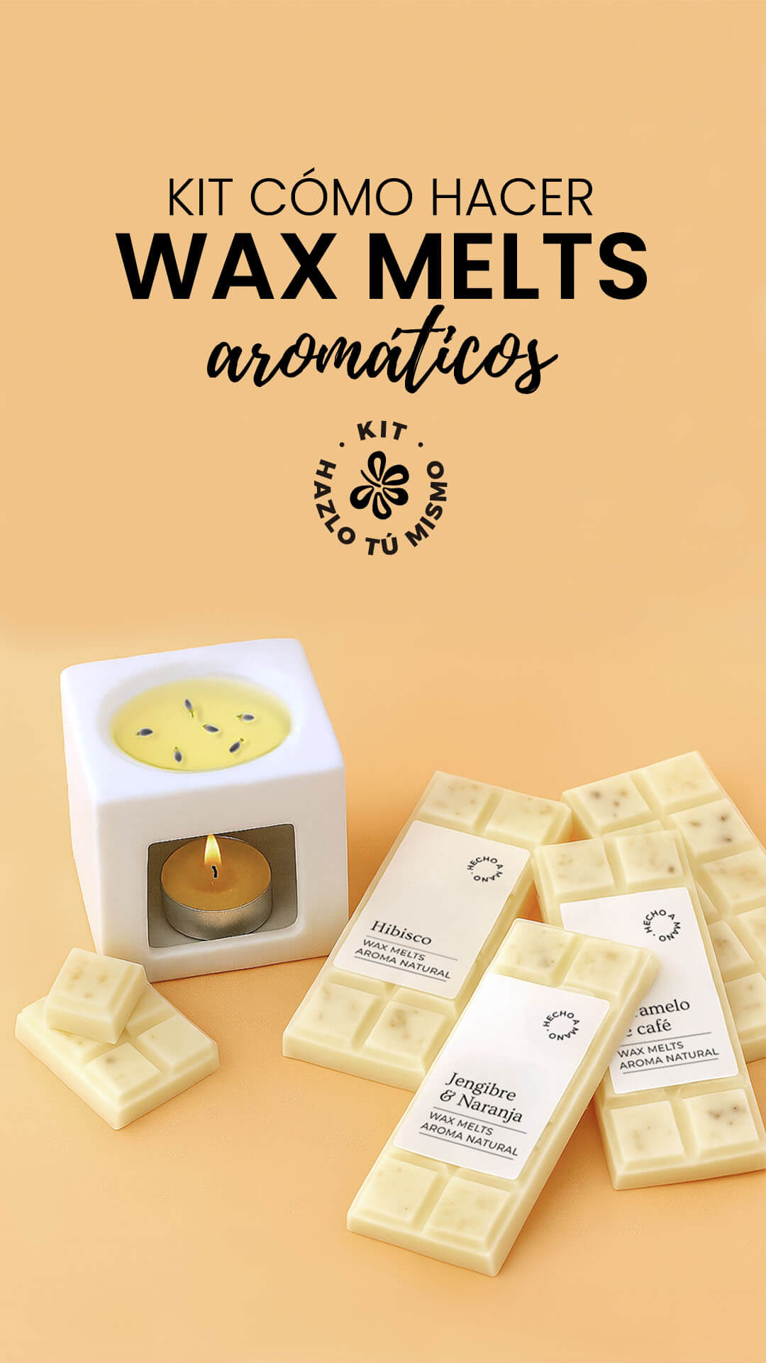 Tabletas de cera perfumada decoradas y quemador de esencias