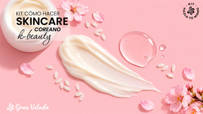 Kit Sakura para hacer skincare coreano: limpiador, bruma, crema y mascarilla facial