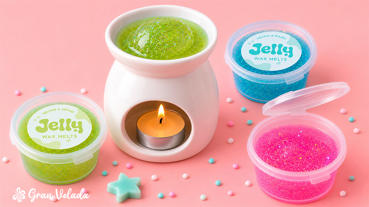 Wax melts jelly junto al quemador de esencias
