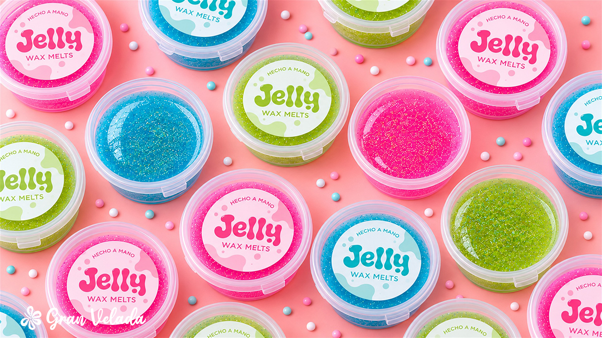 Tarrinas de wax melts jelly terminadas en tres colores