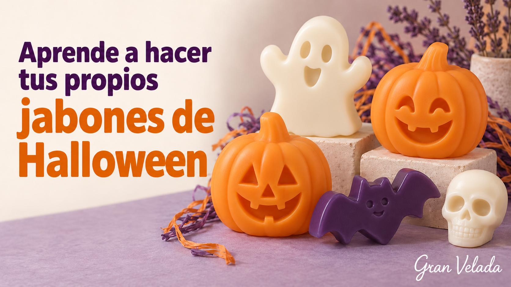 Jabones de Halloween con formas de calabaza, fantasma, murciélago y calavera