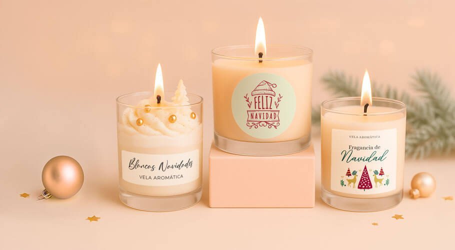 Pegatinas para velas en vaso de Navidad