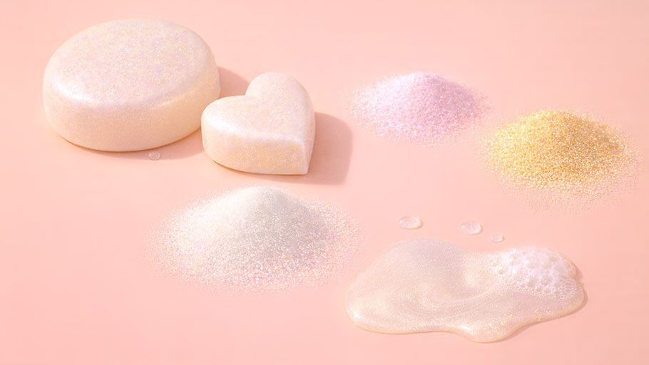 Perlantes en polvo para jabón, gel y champú