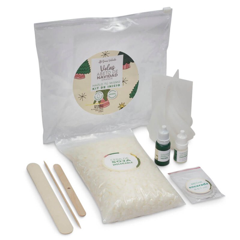 Kit como hacer 2 velas de abeto de Navidad grande. Materiales e instrucciones