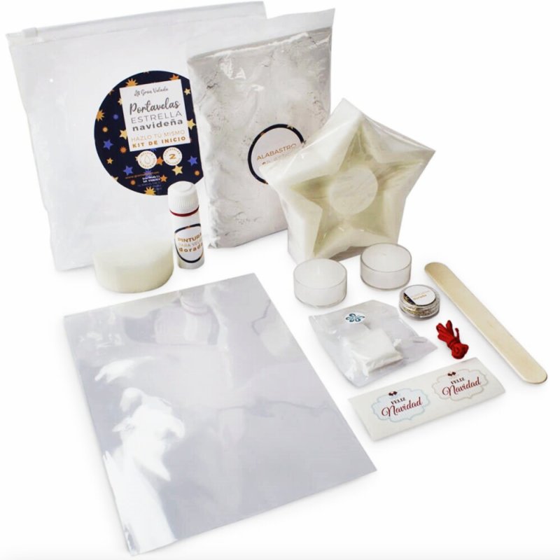 Kit como hacer portavelas estrellas navideñas. Materiales e intrucciones