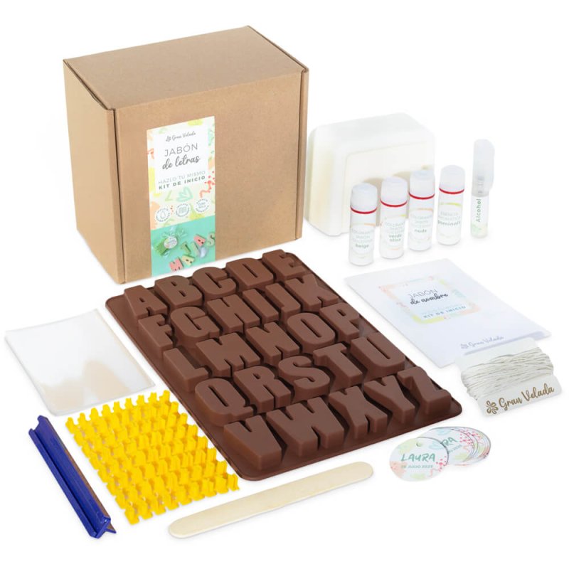 Kit como hacer jabon de letras. Materiales e instrucciones