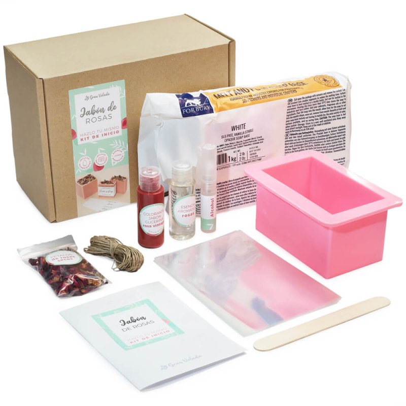 Kit como hacer jabon de rosas. Materiales e instrucciones