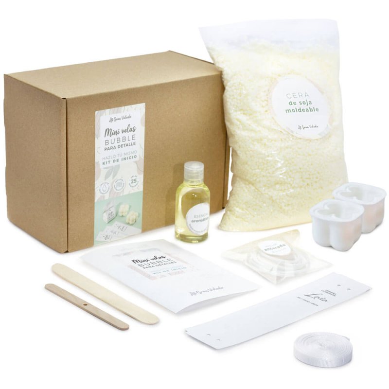 Kit como hacer mini velas bubble. Materiales e instrucciones