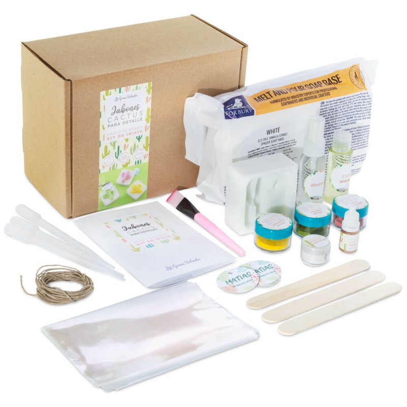 Kit como hacer jabon de cactus. Materiales e instrucciones
