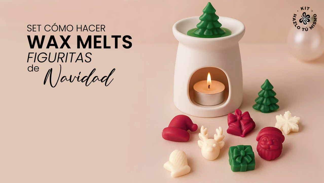 Set como hacer wax melts figuritas de navidad. Materiales e instrucciones