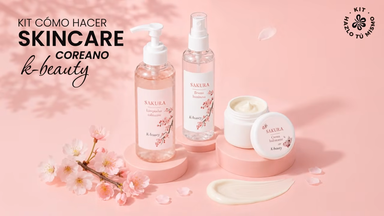 Vídeo de  Kit para hacer skincare coreano K-Beauty. Materiales e instrucciones