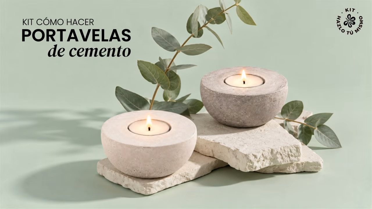 Vídeo de  Kit como hacer portavelas de cemento. Materiales e instrucciones