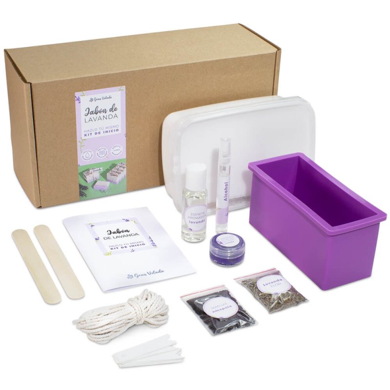 Kit como hacer jabon de lavanda. Materiales e instrucciones